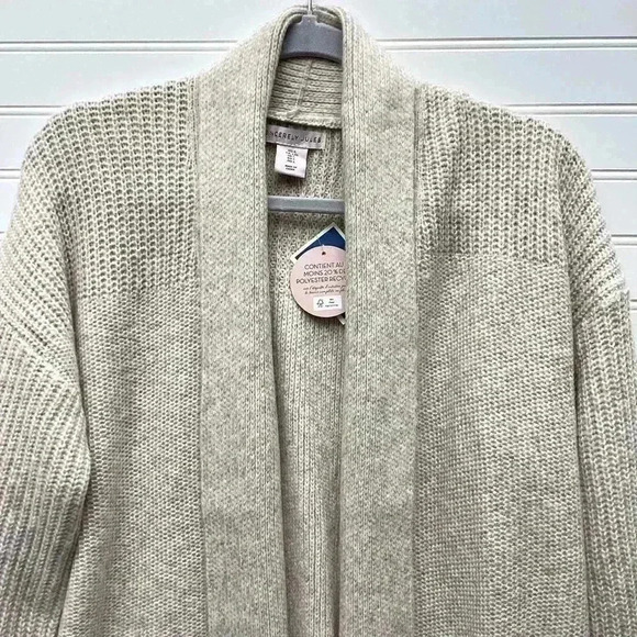 Sincerely Jules NWT Oatmeal Lightweight Long Sleeve Open Long Cardigan Sweater L - Picture 2 of 10